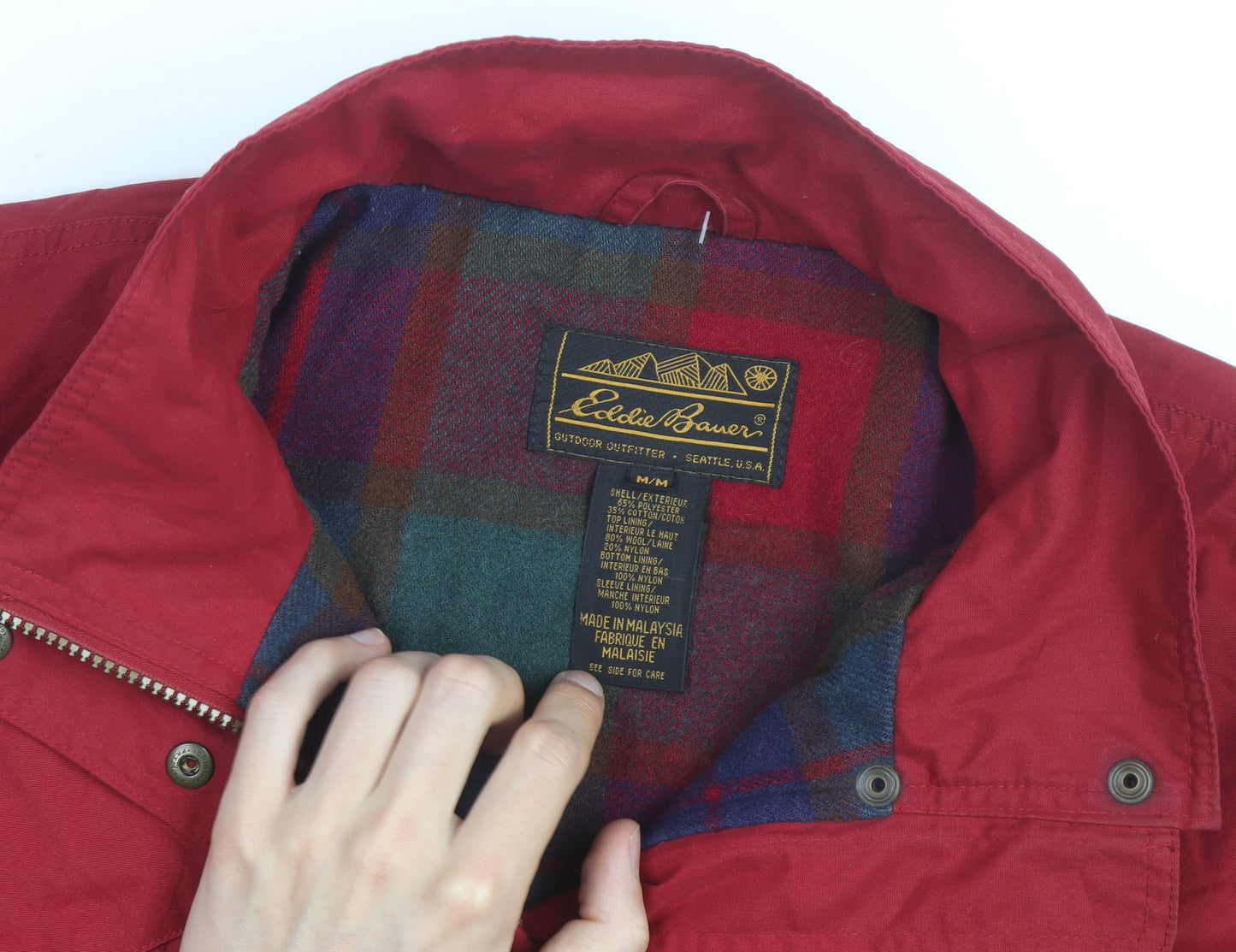 Eddie Bauer Men's Red Parka Jacket Size M Water Resistant Lined