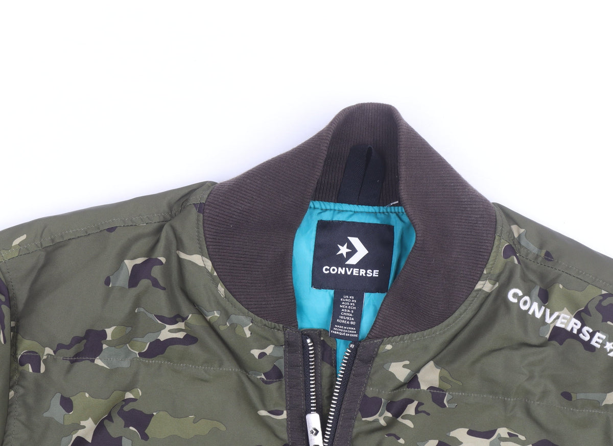 Converse Men's Green Camouflage Bomber Jacket XS Polyester