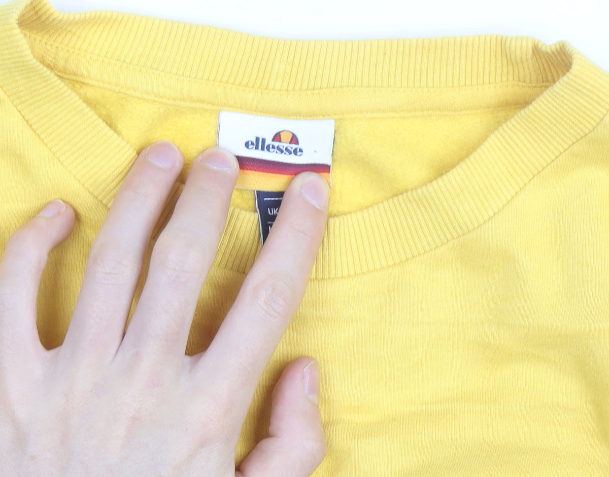 Ellesse Men's Yellow Logo Pullover Sweatshirt M Crew Neck