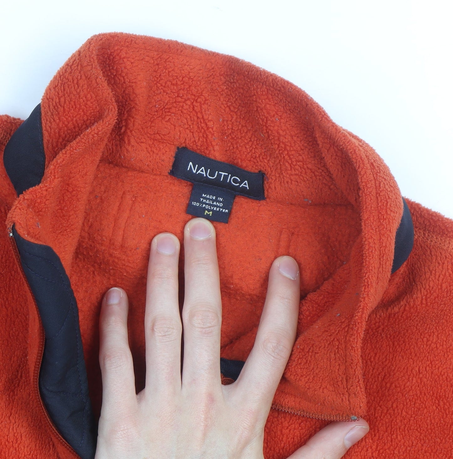 Nautica Men's Orange Fleece 1/2 Zip Pullover Jacket Size M