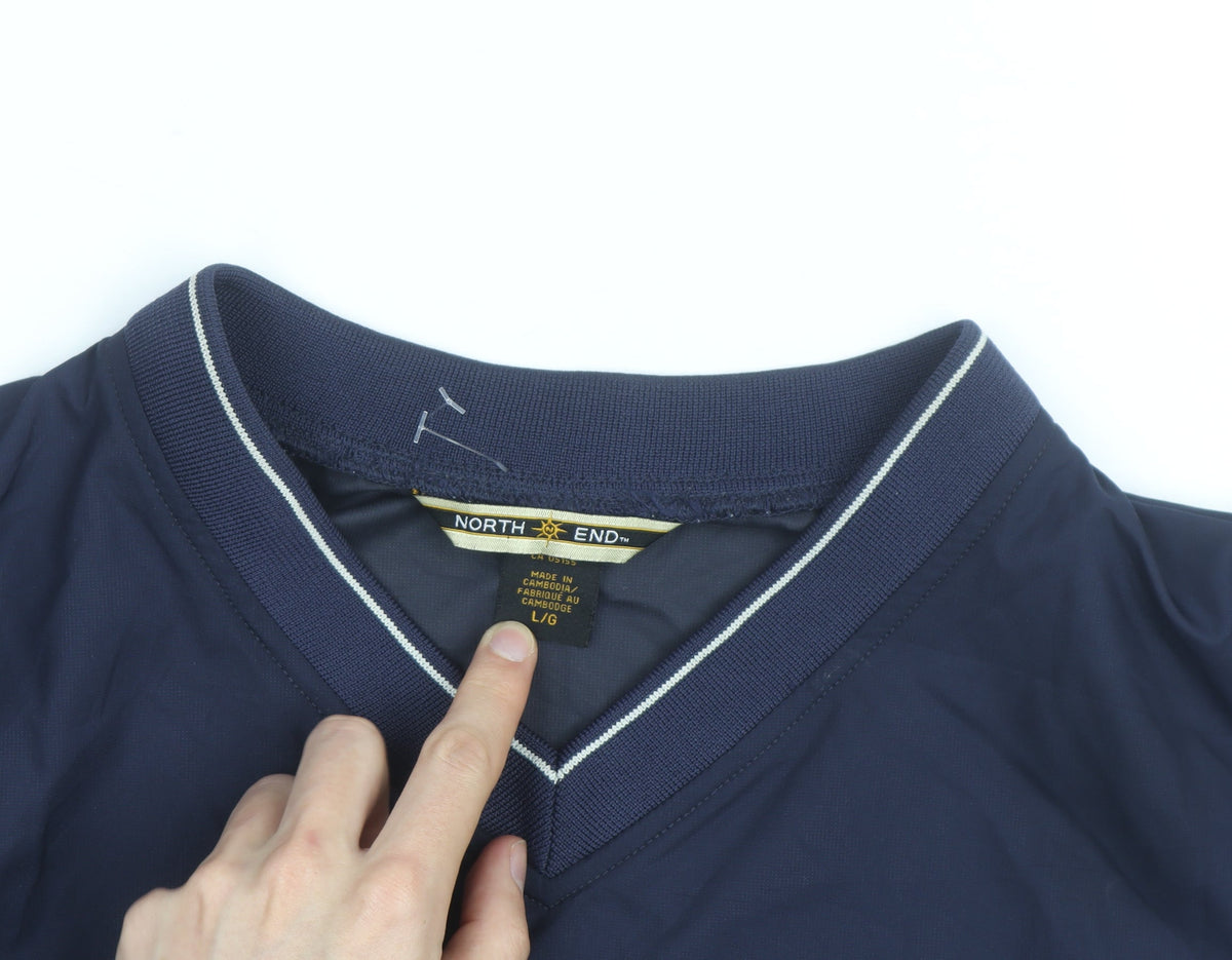 North End Men's Blue V-Neck Pullover Lightweight Sports Sweatshirt L