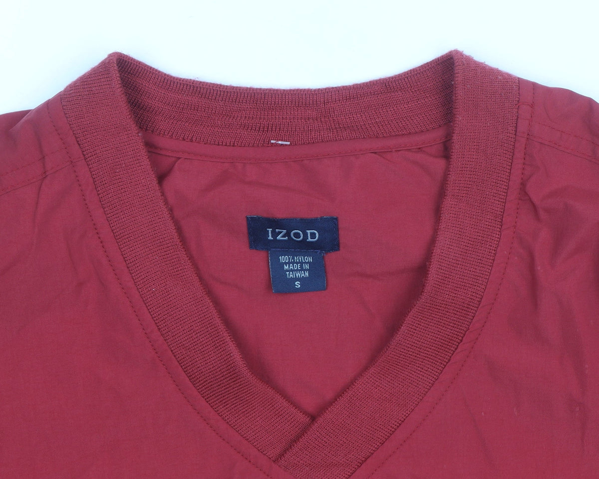 IZOD Men's Red V-Neck Pullover Sweatshirt Size S Nylon Lightweight