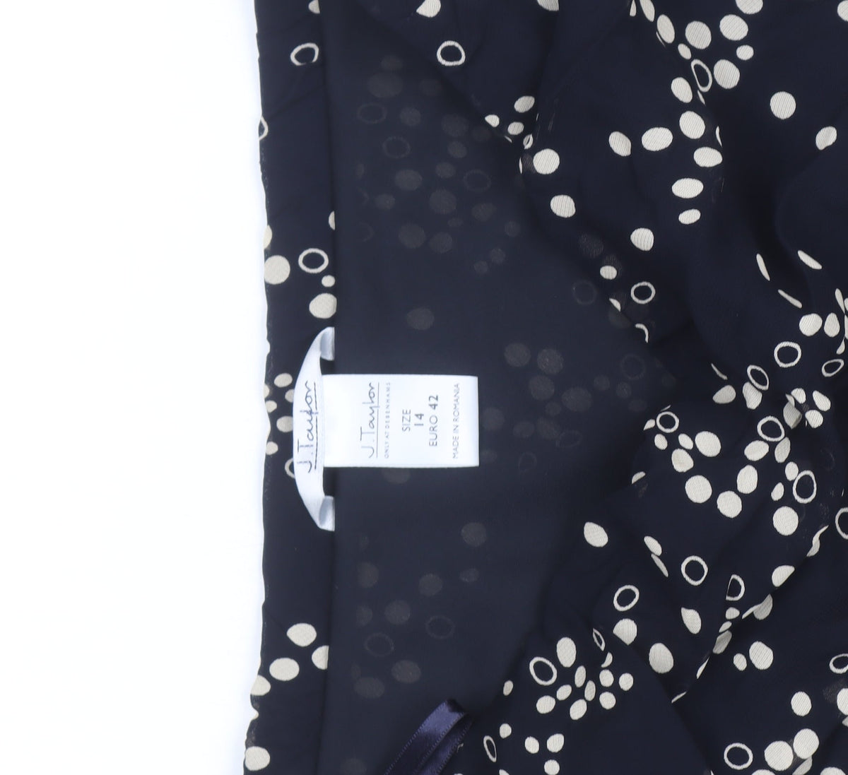 J Taylor Women's Black Polka Dot Midi Trumpet Skirt Size 14