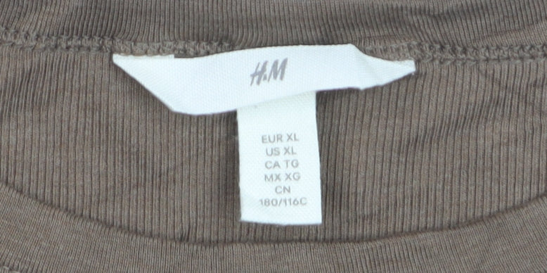 H&M Women Brown Basic Long Sleeve Jersey T-Shirt XL