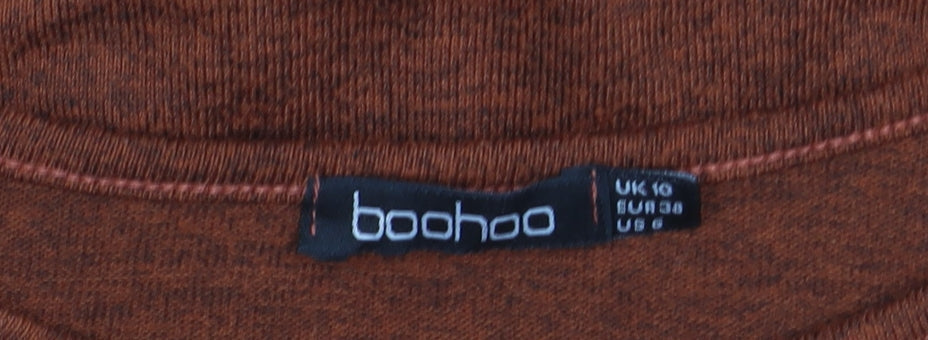 Boohoo Women’s Brown Long Sleeve Bodycon Tie Dress Size 10
