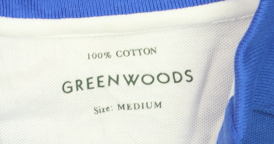 Greenwoods Mens Blue Cotton Short Sleeve Polo Shirt Medium