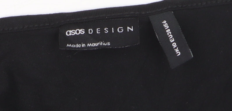 ASOS Design Women’s Black Cropped V-Neck Long Sleeve Top Size 10