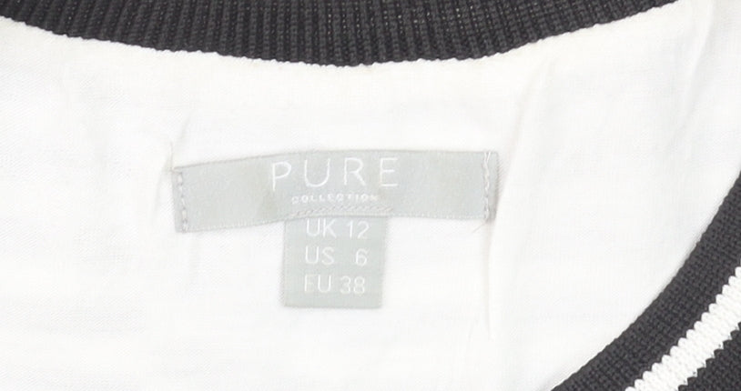 Pure Collection Women’s Black Striped Ringer T-Shirt Size 12