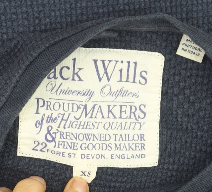 Jack Wills Men's Blue Slim Fit Long Sleeve Cotton Top XS