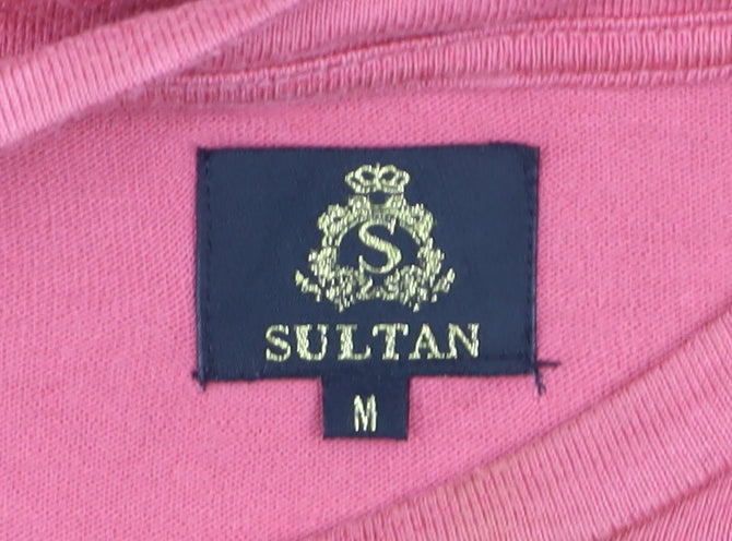 Sultan Men’s Pink Cotton Crew Neck Short Sleeve T-Shirt M