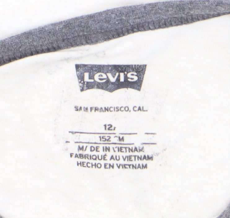 Levi's Boys White Ringer Logo T-Shirt Size 12 Years