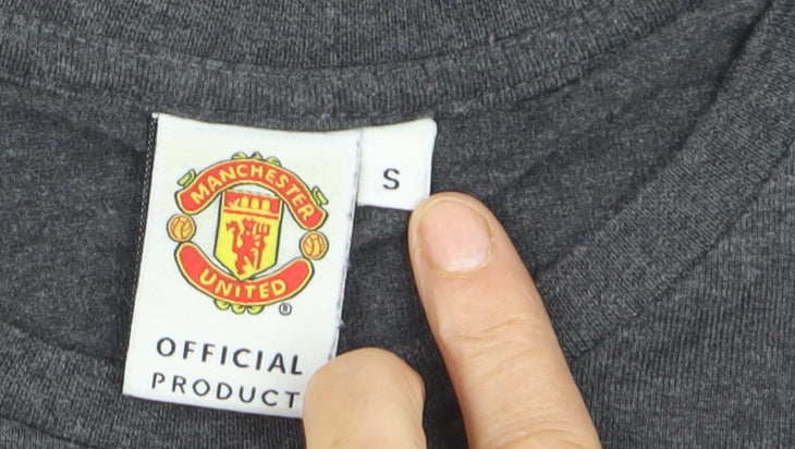 Manchester United Men's Grey Short Sleeve Cotton T-Shirt S
