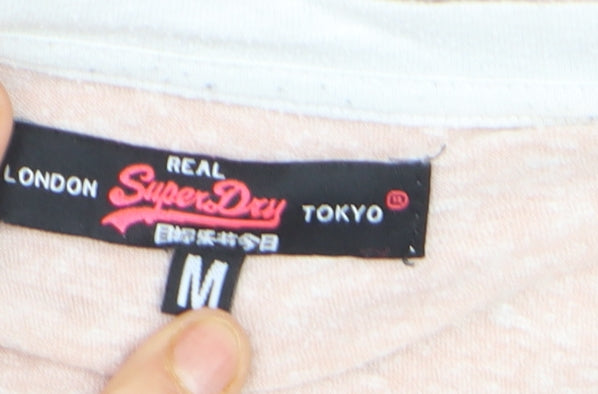 Superdry Men's Beige & White Raglan 3/4 Sleeve Casual Top M