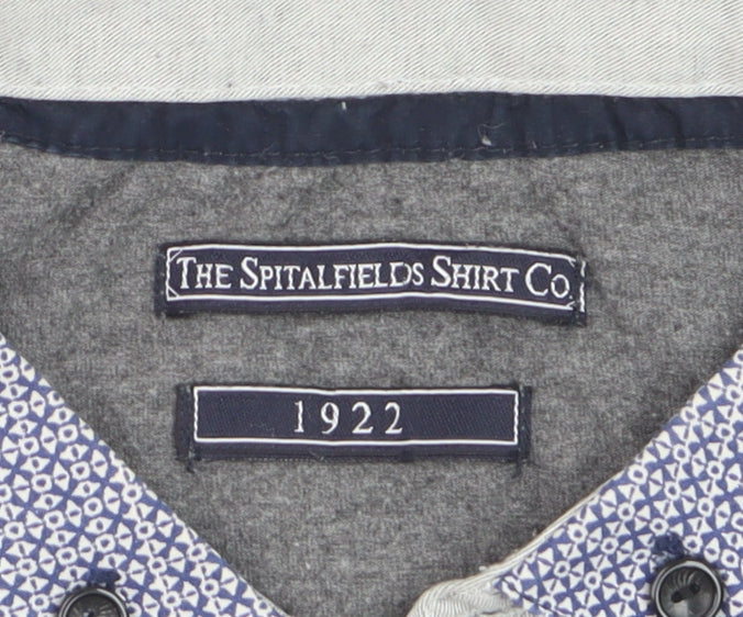 The Spitalfields Shirt Co Men’s Grey Polo Shirt Size L Collared Button-Down