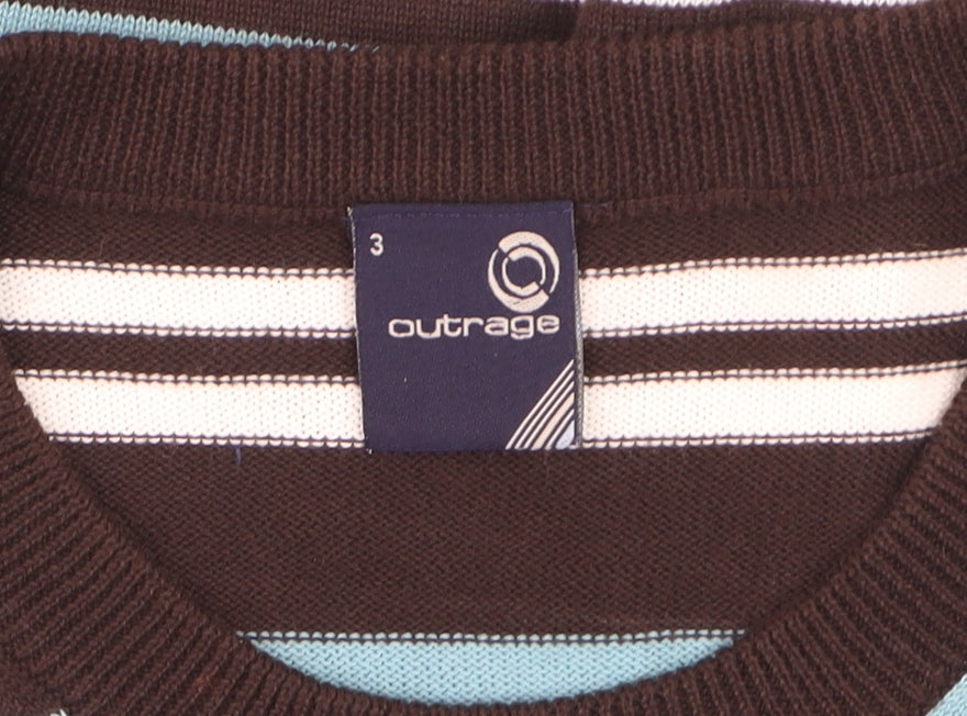 Outrage Men's Multicoloured Striped Cotton Crew Neck Jumper M