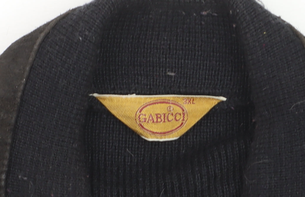 Gabicci Men's Black 3XL Wool Leather Bomber Jacket