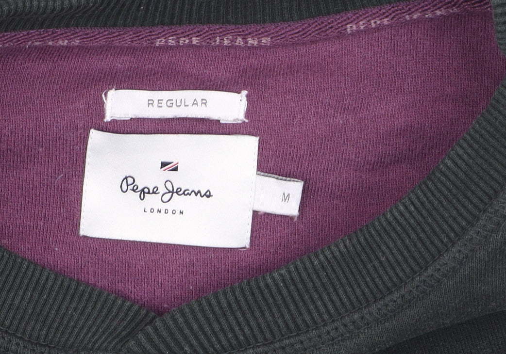 Pepe Jeans Mens Black Regular Fit Cotton Sweatshirt M