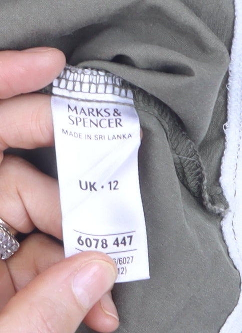 Marks & Spencer Women Green Size 12 Cotton Military Jacket