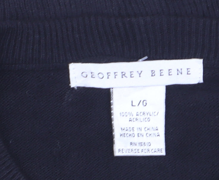 Geoffrey Beene Men's Black Argyle Acrylic Pullover Jumper L