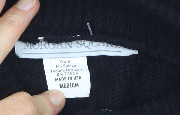 Morgan Square Men's Black Medium Fair Isle High Neck Jumper