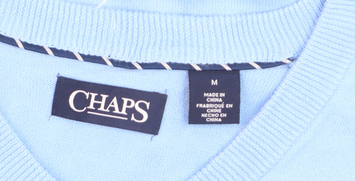 Chaps Men's Blue Cotton V-Neck Sleeveless Knit Vest M