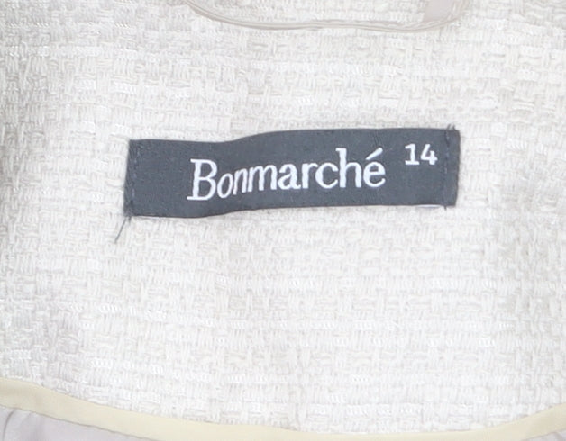 Bonmarché Women Ivory Size 14 Shawl Collar Lined Blazer Jacket