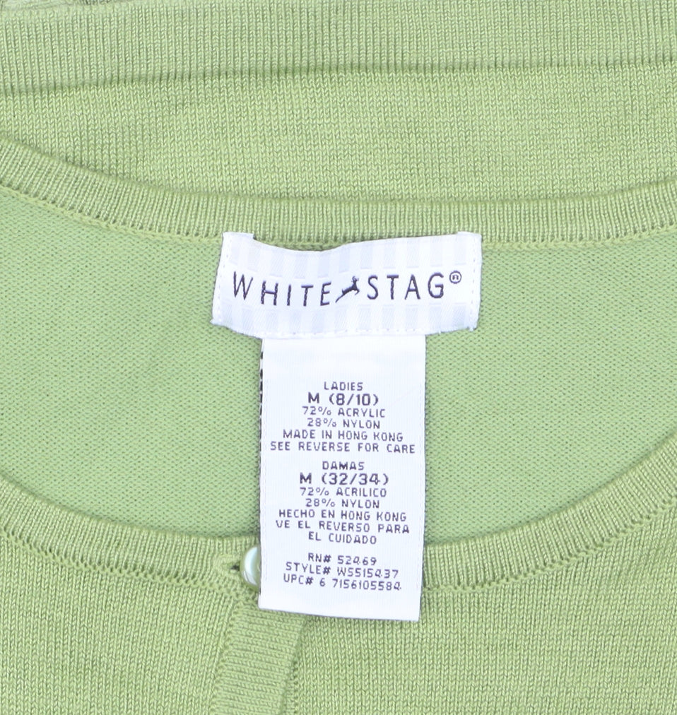 White Stag Women's Green 3/4 Sleeve Cardigan M Knit Lightweight