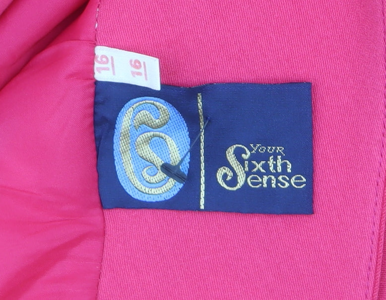 C&A Women Pink Regular Fit Single-Breasted Blazer Size 16