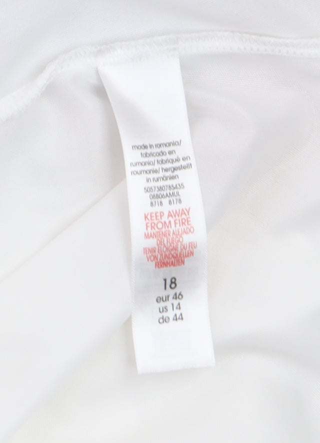Evans Womens White Floral Chiffon Tunic Blouse Size 18
