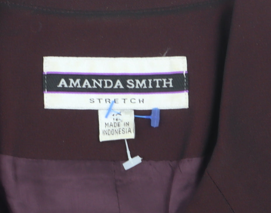 Amanda Smith Womens Purple Size 14 Double-Breasted Stretch Suit Jacket