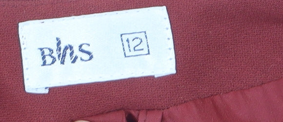 BHS Womens Red Size 12 Long Sleeve Tailored Blazer