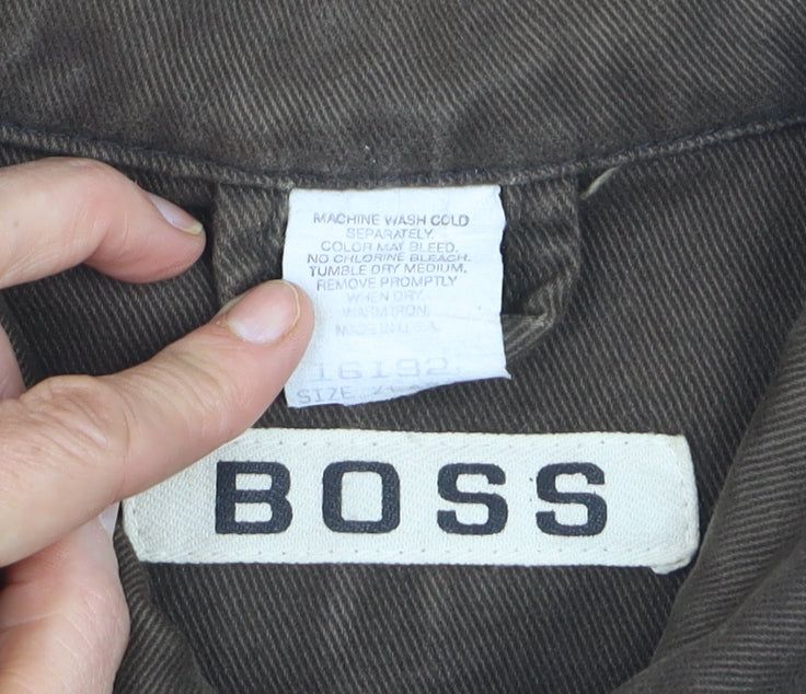 BOSS Mens Brown Cotton Twill Jacket L Classic Embroidered Logo