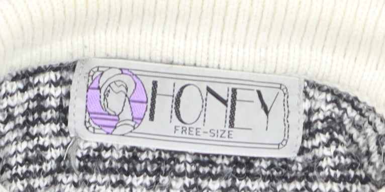 Honey Women's Black Collared Henley Check Knit Jumper One Size