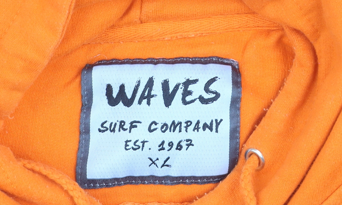 Waves Surf Company Men's Orange XL Pullover Hoodie