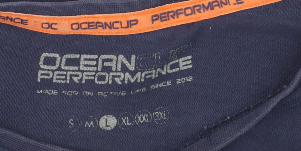 Ocean Cup Performance Men's Blue L Graphic Sports T-Shirt