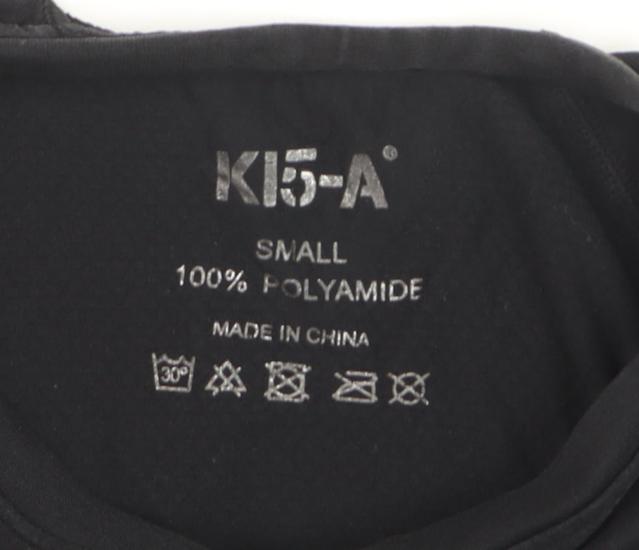 K15-A Men's Black Small V-Neck Athletic Polyamide Short Sleeve T-Shirt