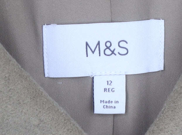 Marks & Spencer Women's Beige Mid-Length Overcoat Size 12 Regular