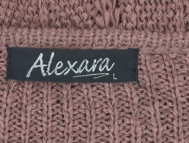 Alexara Women Pink Knit Button Cardigan L Long Sleeve