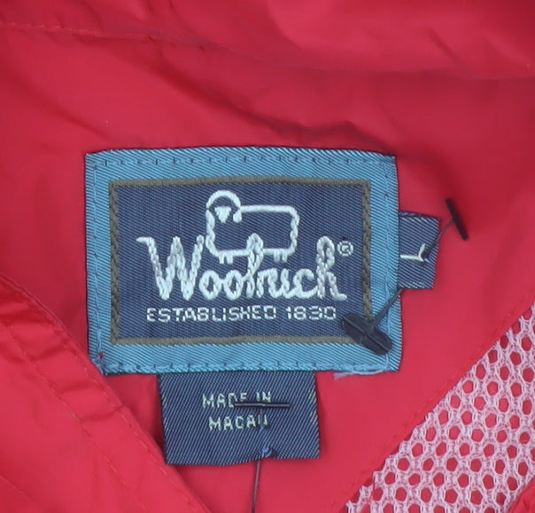Woolrich Men's Red Nylon Windbreaker Jacket Size L Outdoor Casual