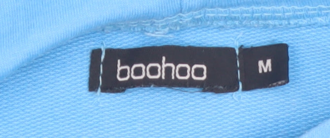 Boohoo Women's Blue Full Zip Hoodie Size M Relaxed Fit