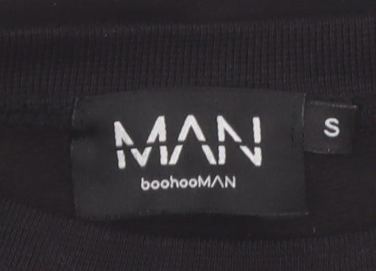 boohooMAN Men's Black Graphic Print Pullover Sweatshirt Size S