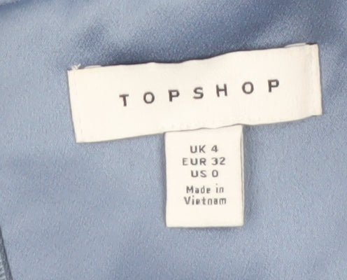 Topshop Women’s Blue Satin Ruched Slip Dress UK 4