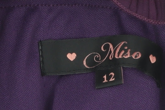 Miso Women Purple Size 12 One Shoulder Ruffle Chiffon Dress