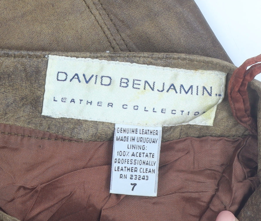 David Benjamin Womens Brown Leather Pencil Skirt Size 10 Vintage