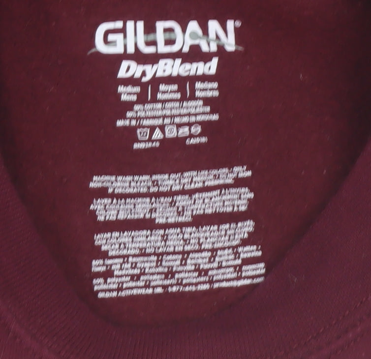 Gildan Men's Burgundy Graphic Pullover Sweatshirt Medium Classic Fit