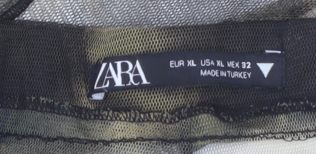 Zara Women Multicoloured Mesh Wide-Leg Trousers Size XL