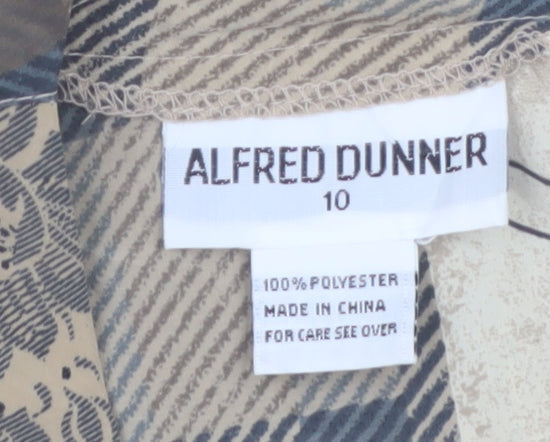 Alfred Dunner Women's Beige Paisley Patchwork Long Sleeve Tunic Blouse Size 10