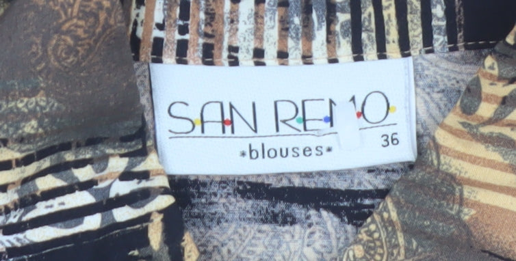 San Remo Women's Multicoloured Geometric Blouse Size 10 Vintage Viscose