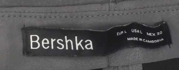 Bershka Women's Grey Faux Leather Strapless Bodycon Midi Dress Size 12