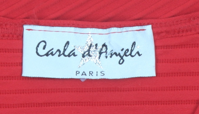 Carla d'Angeli Women Red V-Neck Sleeveless Stretch Blouse Size 16